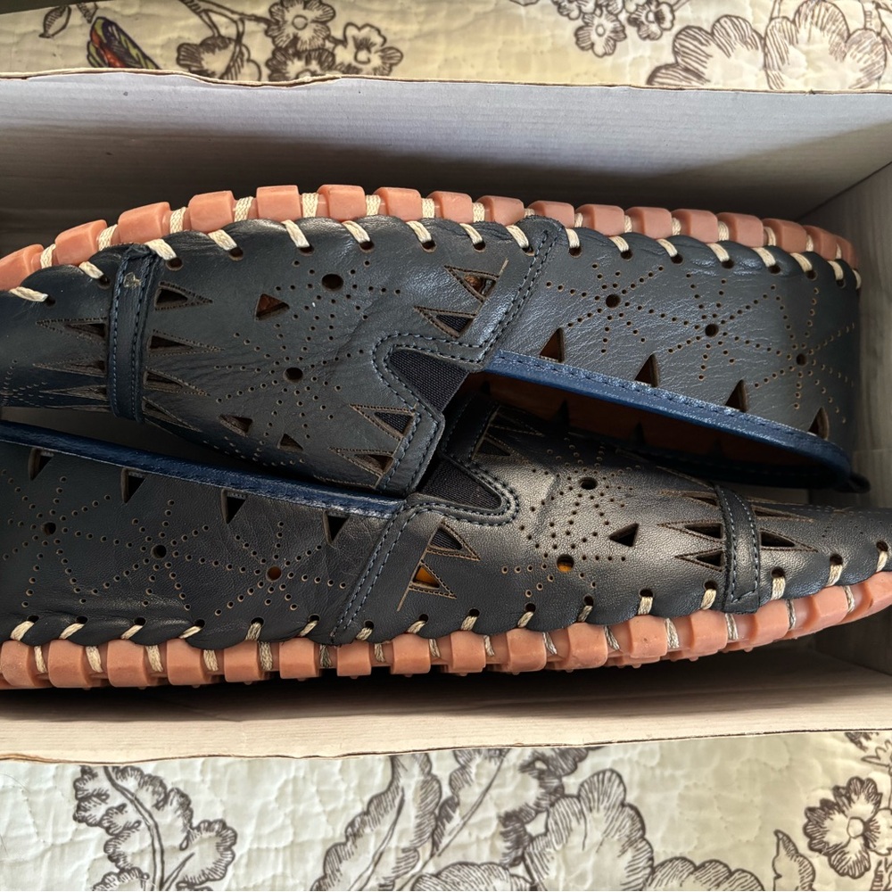 New Spring Step Fusaro Navy Leather Slip-On Flats 41 - Picture 7 of 8